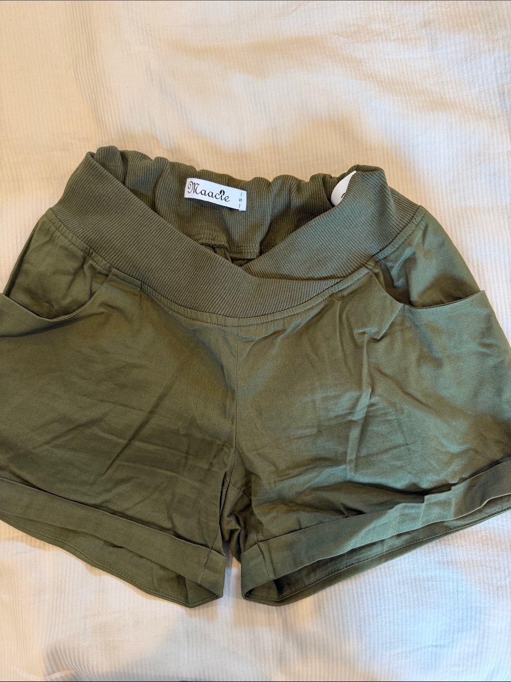 Olive Green Women's Maternity Casual Shorts